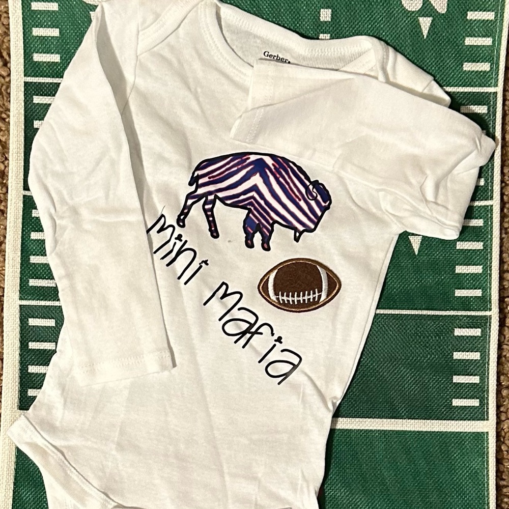 Little Bug Designs “mini mafia” Buffalo Bills Onsie